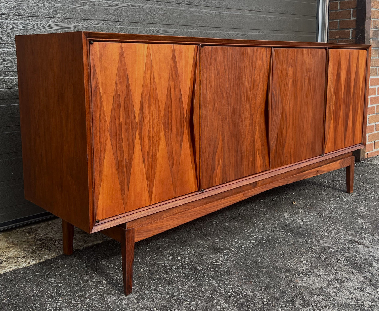 REFINISHED Mid Century Modern Walnut Sideboard Buffet, 72"