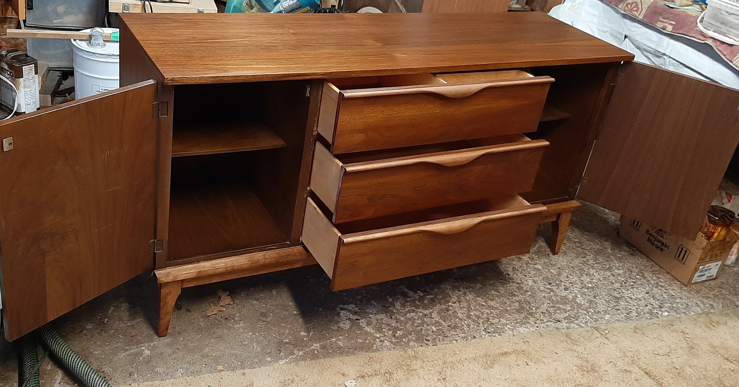 REFINISHED MCM Walnut Buffet Sideboard 5 ft Perfect