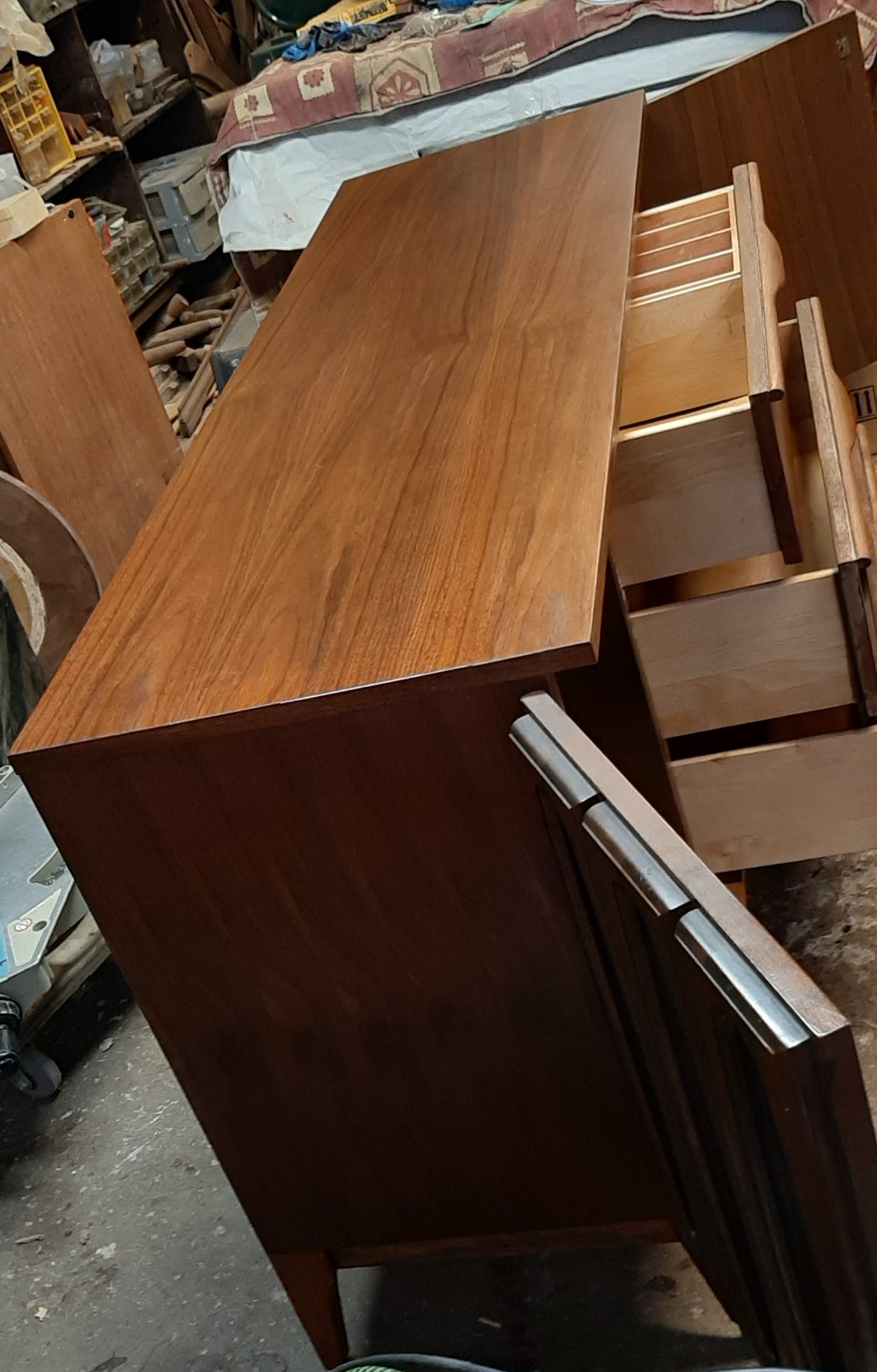 REFINISHED MCM Walnut Buffet Sideboard 5 ft Perfect
