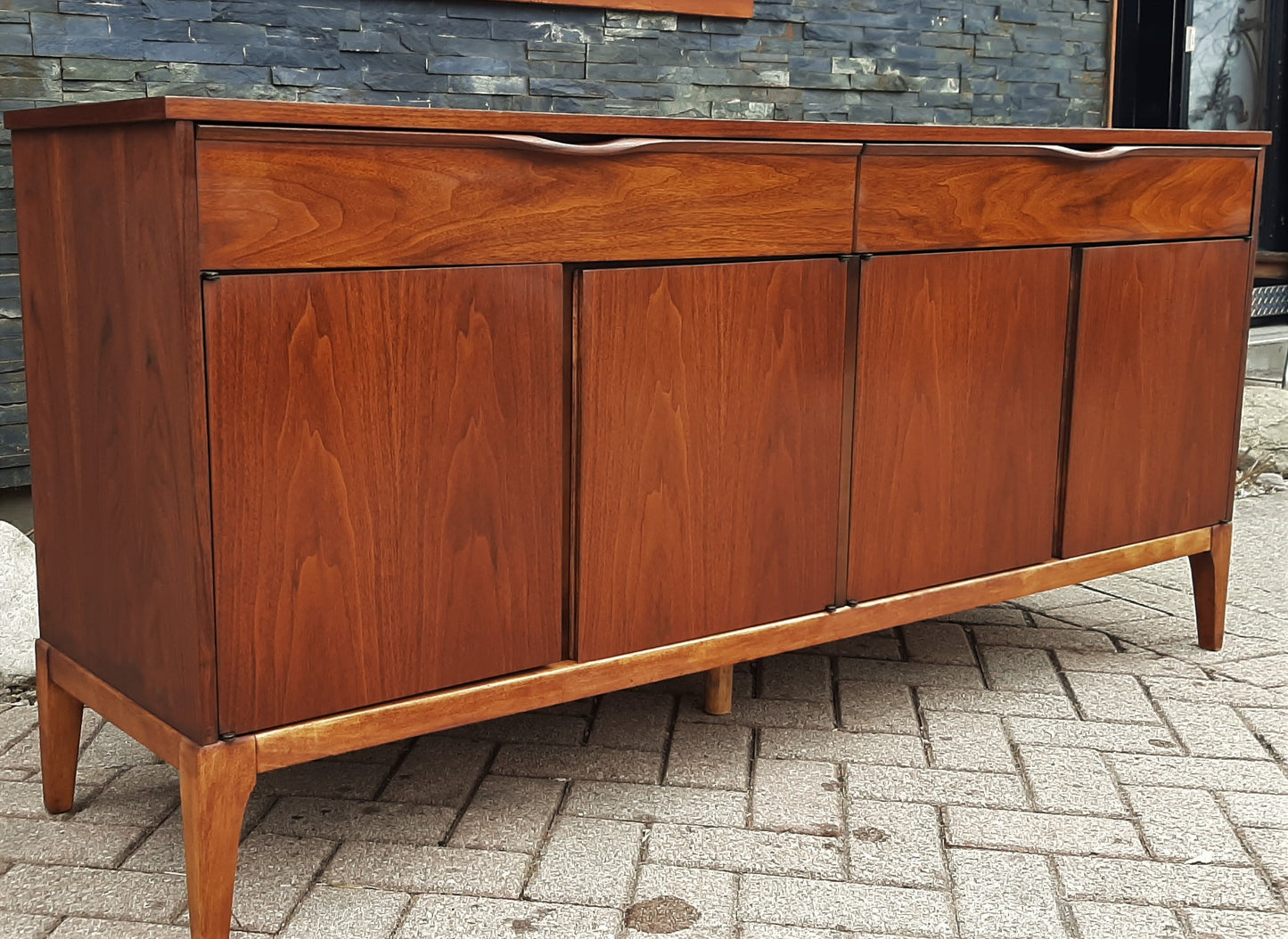 REFINISHED MCM Walnut Sideboard Credenza by Kaufman furniture, 66.5" PERFECT - Mid Century Modern Toronto