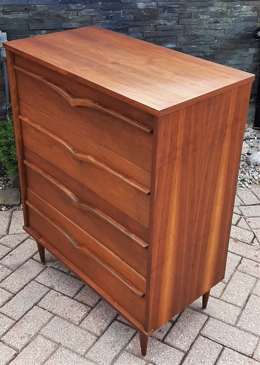 REFINISHED MCM Walnut Tallboy dresser, PERFECT, compact 32" - Mid Century Modern Toronto