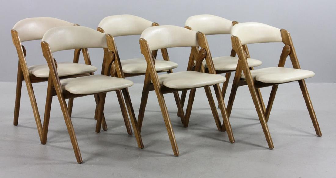 5 MCM Coronet Chairs REFINISHED REUPHOLSTERED, perfect. They FOLD - Mid Century Modern Toronto