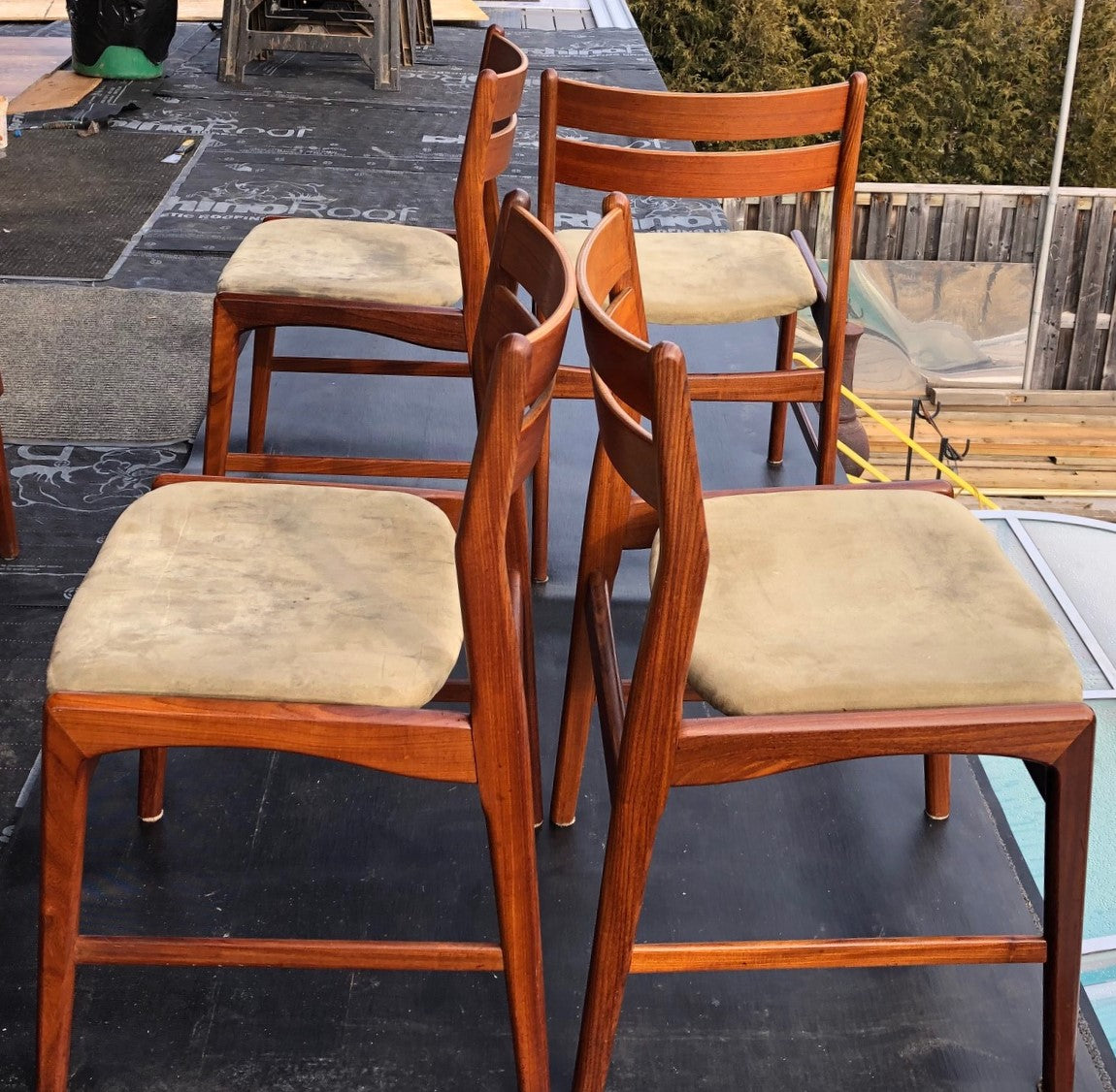 4 Danish MCM Teak Chairs by Boltinge RESTORED REUPHOLSTERED, each $245 - Mid Century Modern Toronto