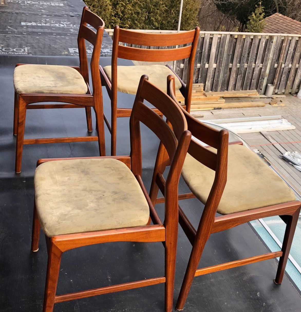 4 Danish MCM Teak Chairs by Boltinge RESTORED REUPHOLSTERED, each $245 - Mid Century Modern Toronto
