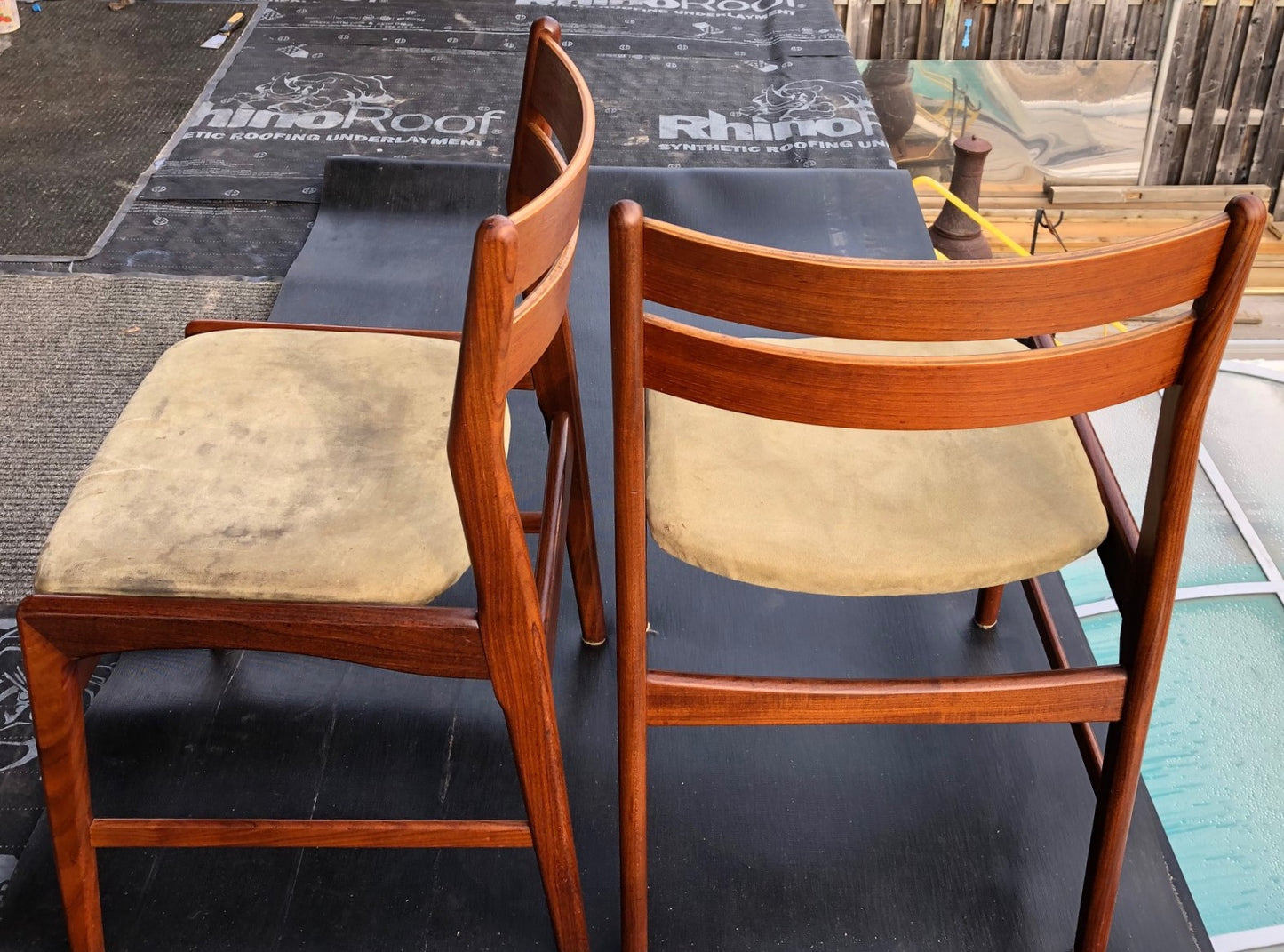 4 Danish MCM Teak Chairs by Boltinge RESTORED will be REUPHOLSTERED in your choice of fabric, each $245 - Mid Century Modern Toronto