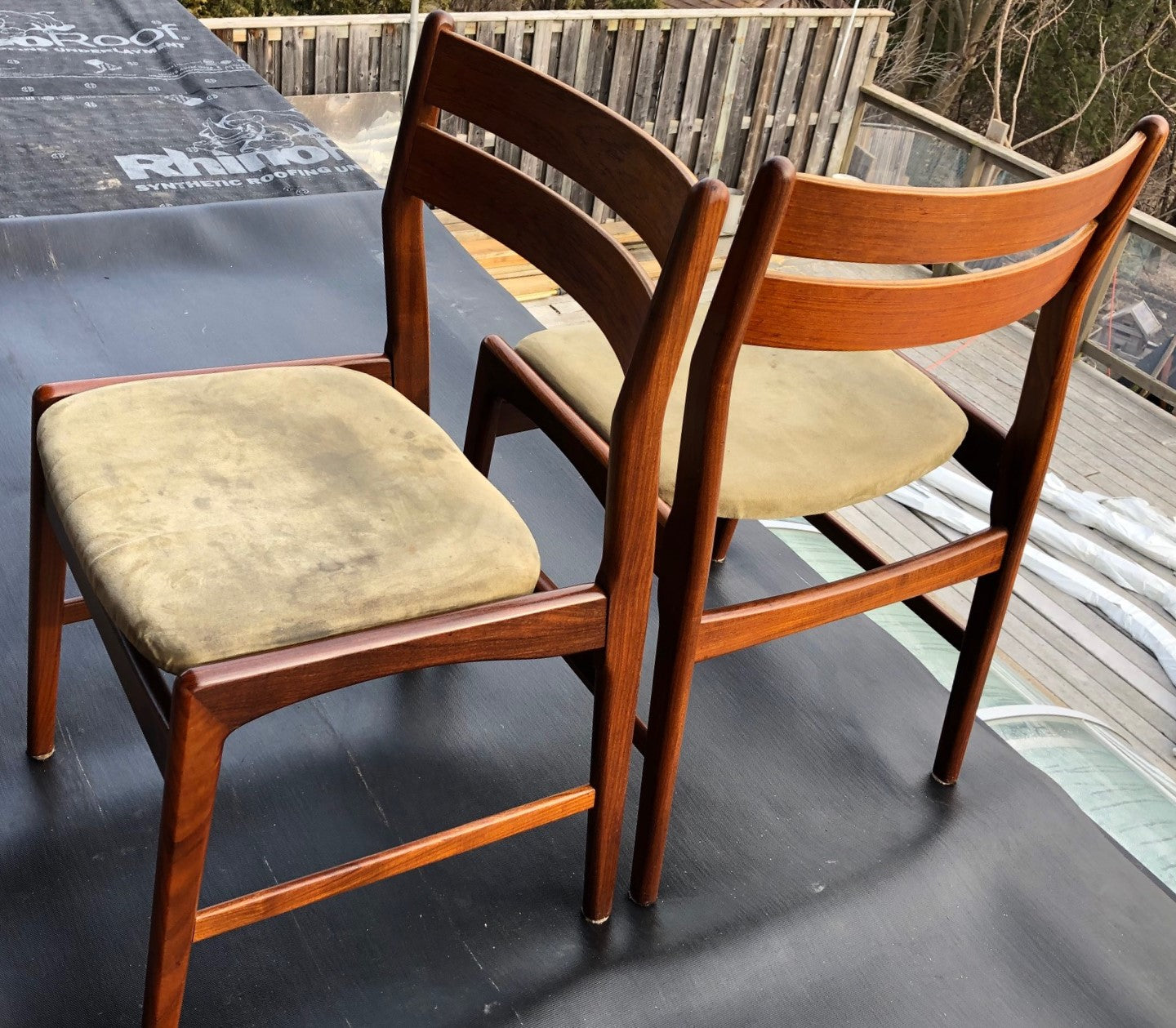 4 Danish MCM Teak Chairs by Boltinge RESTORED will be REUPHOLSTERED in your choice of fabric, each $245 - Mid Century Modern Toronto