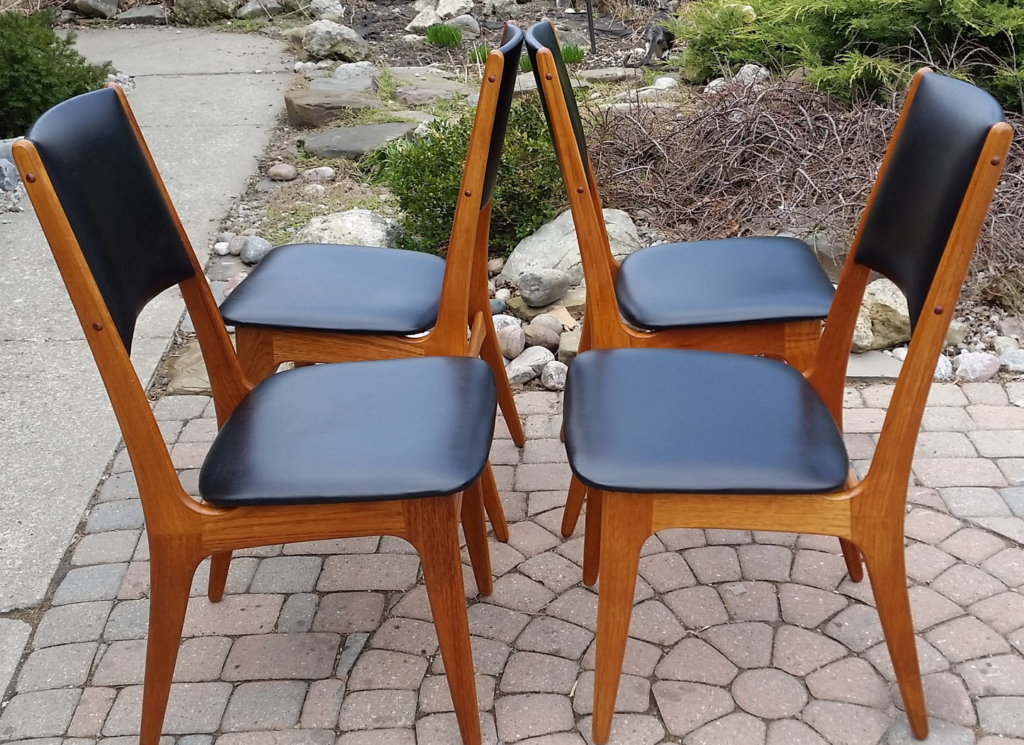 4 Danish MCM Teak Chairs RESTORED, each $149, perfect - Mid Century Modern Toronto
