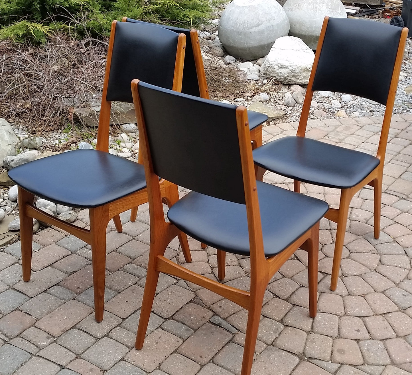 4 Danish MCM Teak Chairs RESTORED, each $149, perfect - Mid Century Modern Toronto
