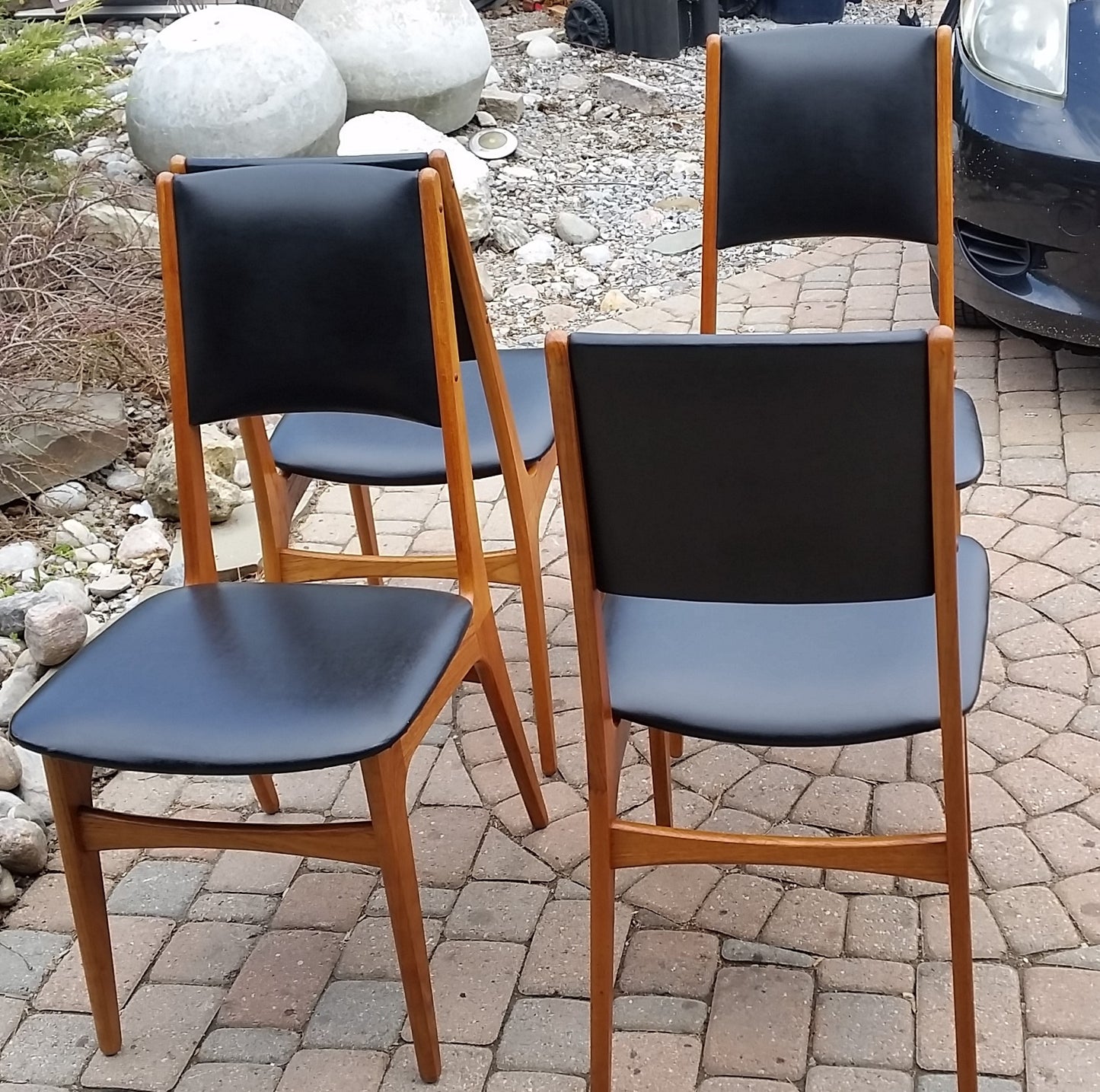 4 Danish MCM Teak Chairs RESTORED, each $149, perfect - Mid Century Modern Toronto