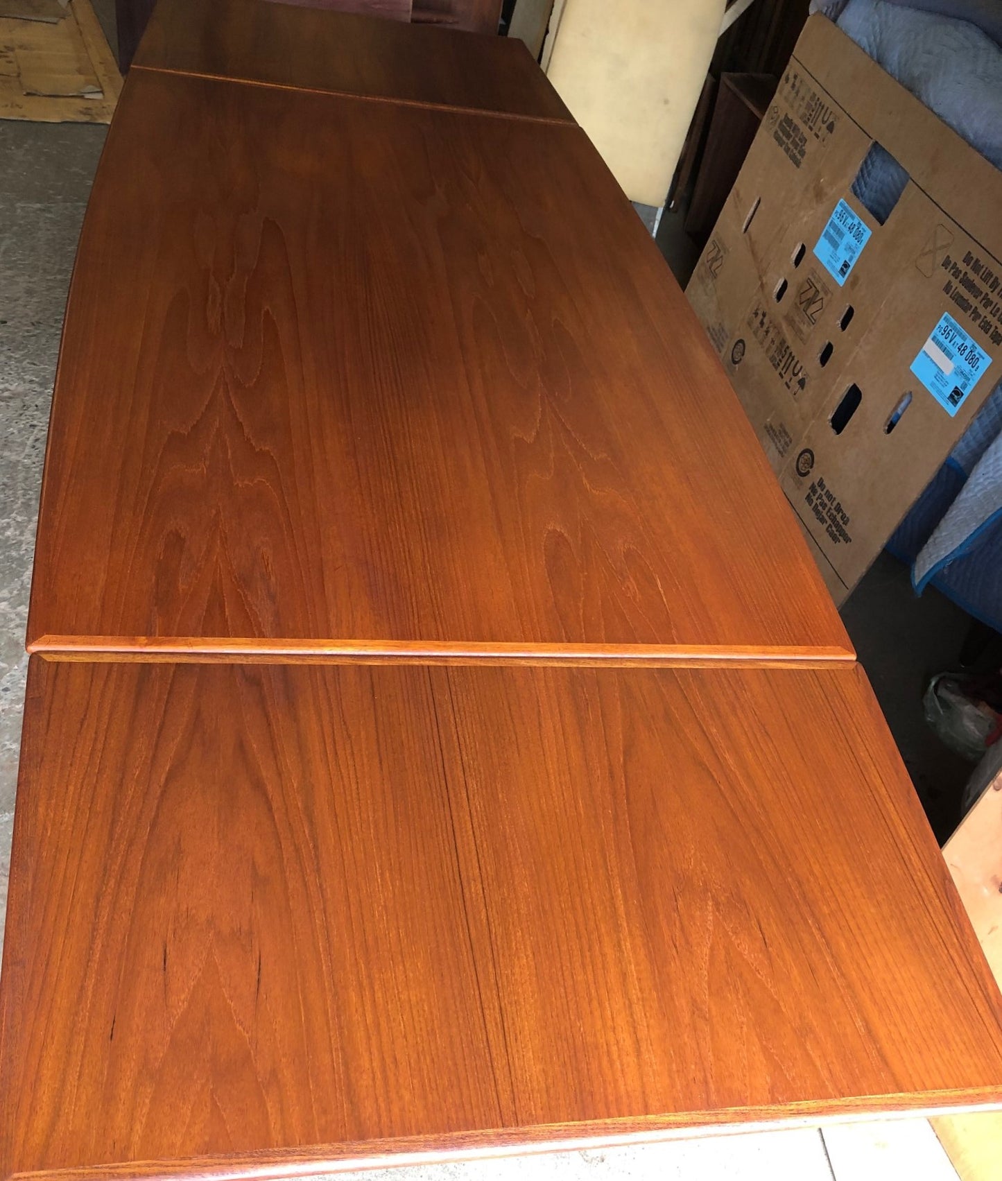 ON HOLD for Jonathan ***REFINISHED Danish MCM Teak Dining Table Surfboard Extendable PERFECT - 5 ft-100", treated for durability - Mid Century Modern Toronto
