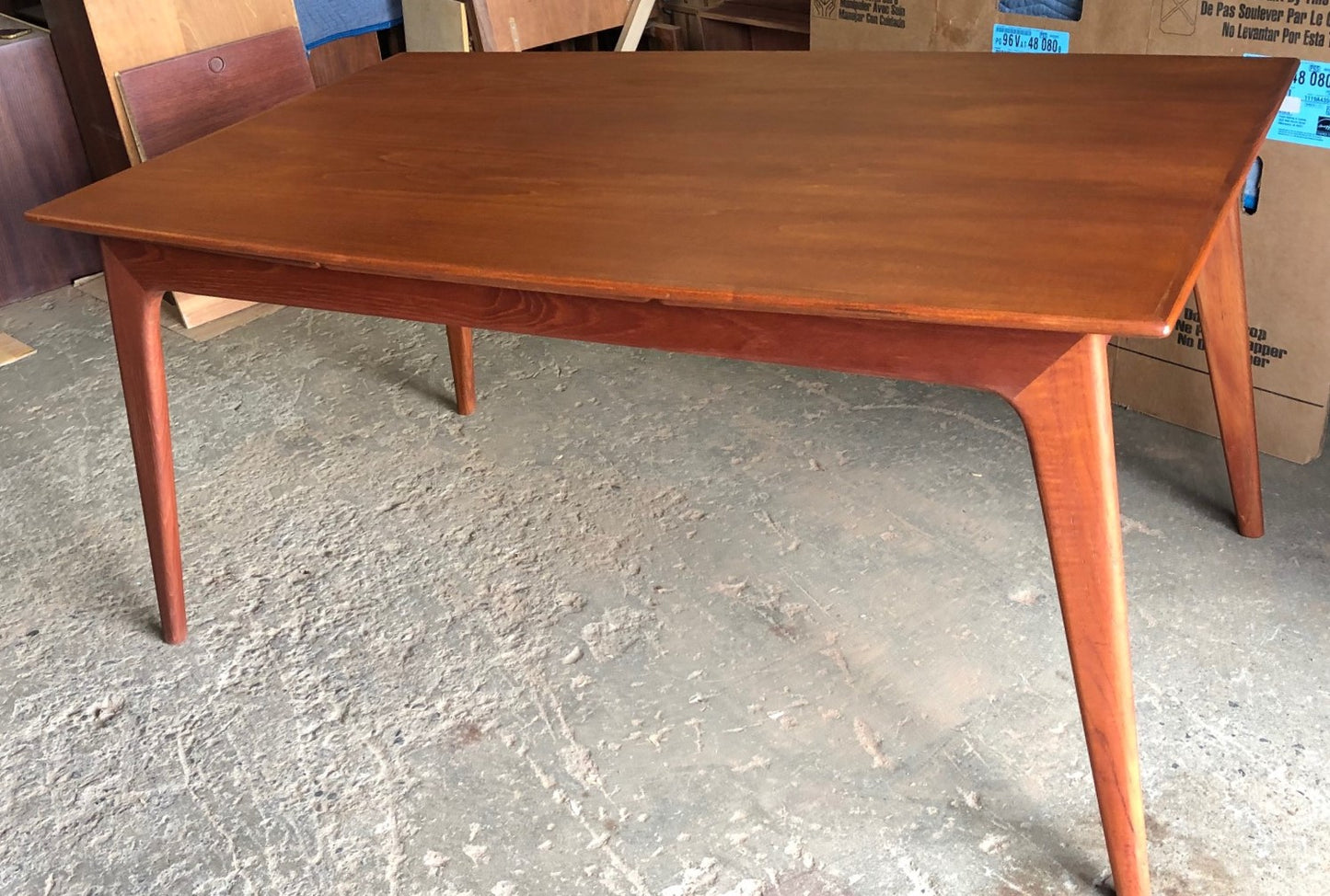 ON HOLD for Jonathan ***REFINISHED Danish MCM Teak Dining Table Surfboard Extendable PERFECT - 5 ft-100", treated for durability - Mid Century Modern Toronto