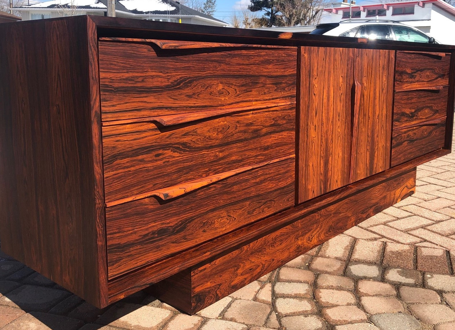 REFINISHED MCM Rosewood Sideboard Credenza or Dresser 7ft perfect - Mid Century Modern Toronto