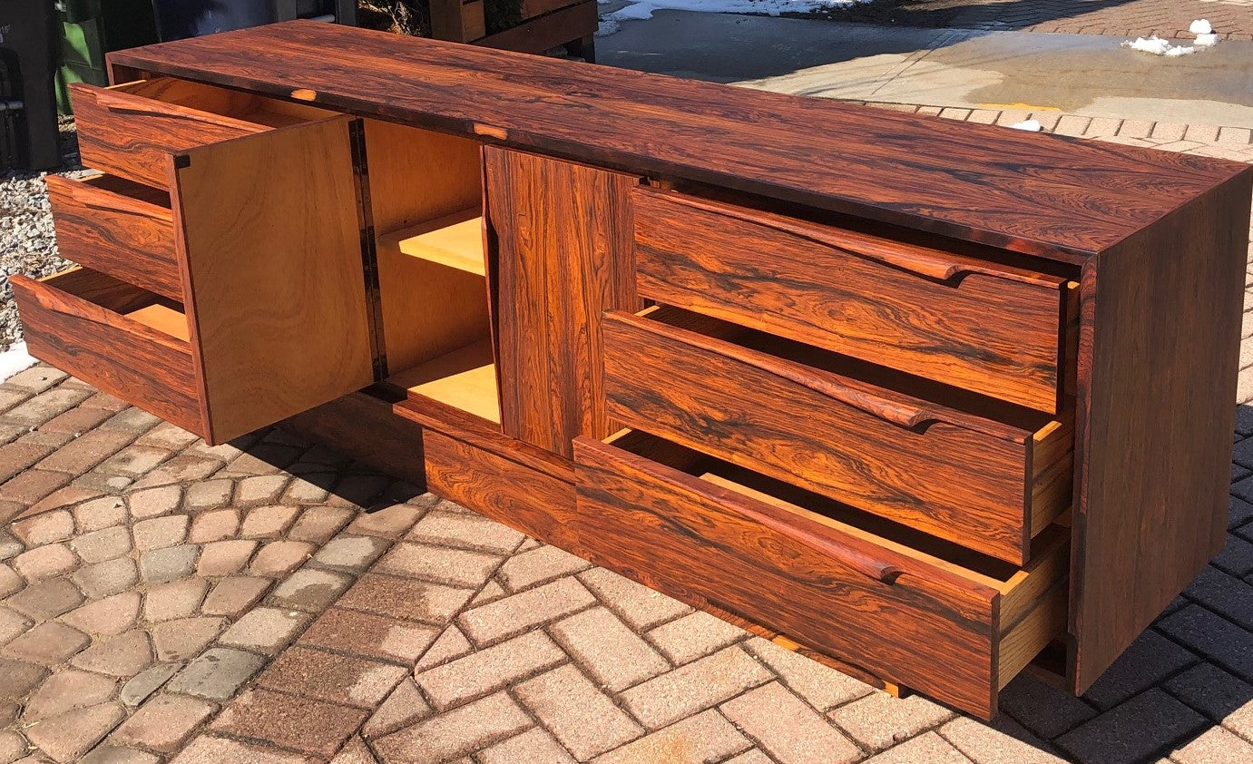 REFINISHED MCM Rosewood Sideboard Credenza or Dresser 7ft perfect - Mid Century Modern Toronto