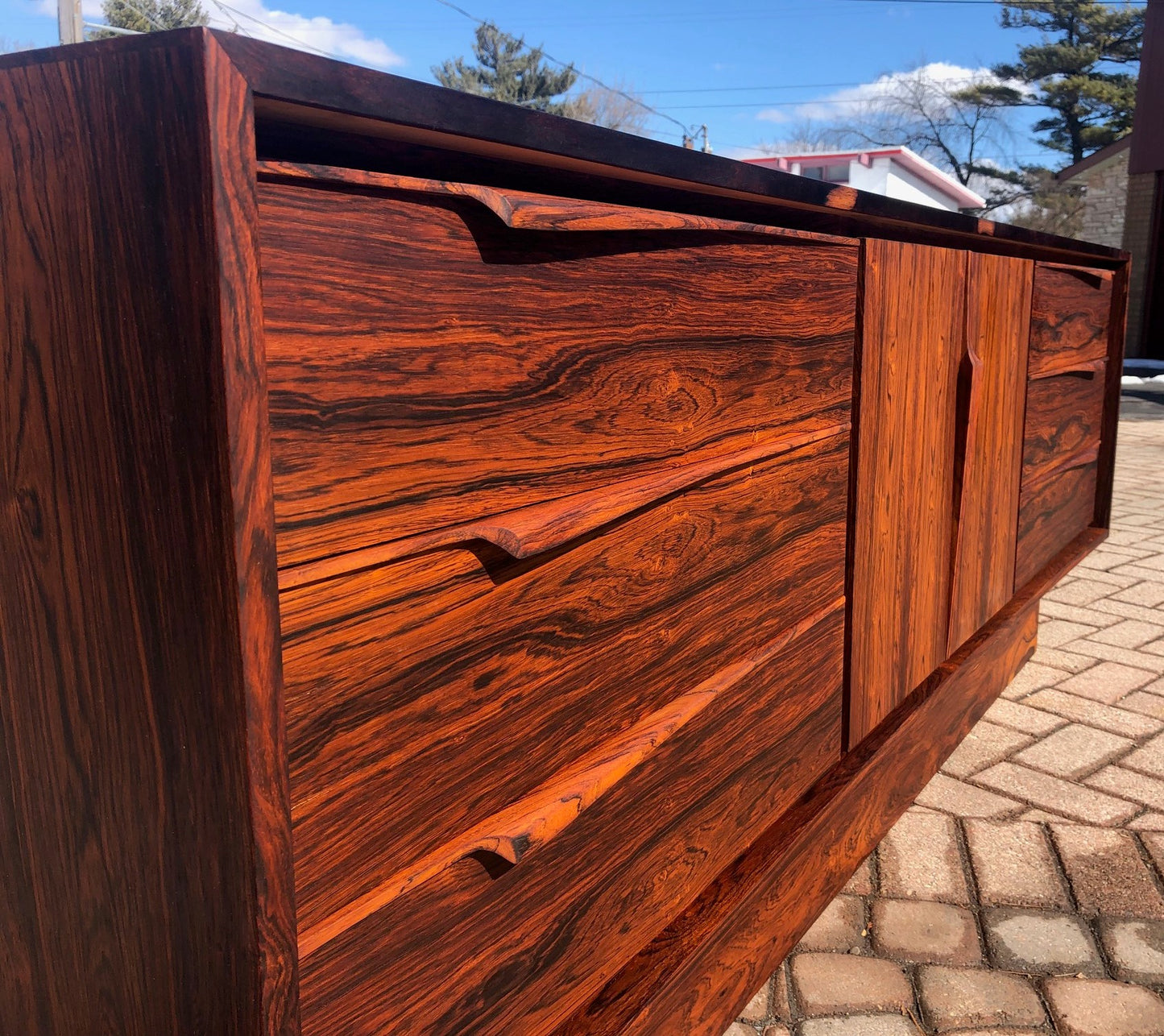 REFINISHED MCM Rosewood Sideboard Credenza or Dresser 7ft perfect - Mid Century Modern Toronto
