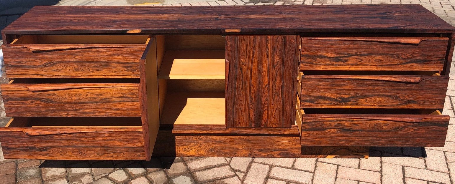 REFINISHED MCM Rosewood Sideboard Credenza or Dresser 7ft perfect - Mid Century Modern Toronto