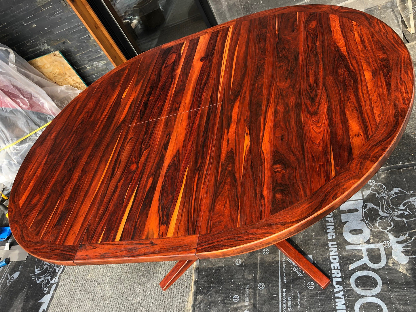 REFINISHED MCM Rosewood Table Round to Oval by Troeds 48"-61" PERFECT, treated for durability - Mid Century Modern Toronto