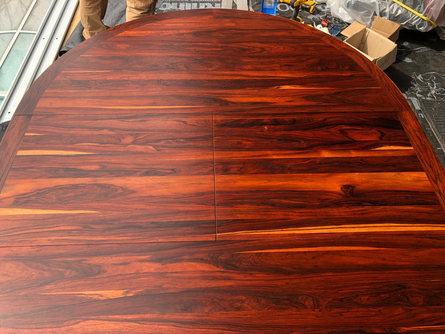 REFINISHED MCM Rosewood Table Round to Oval by Troeds 48"-61" PERFECT, treated for durability - Mid Century Modern Toronto