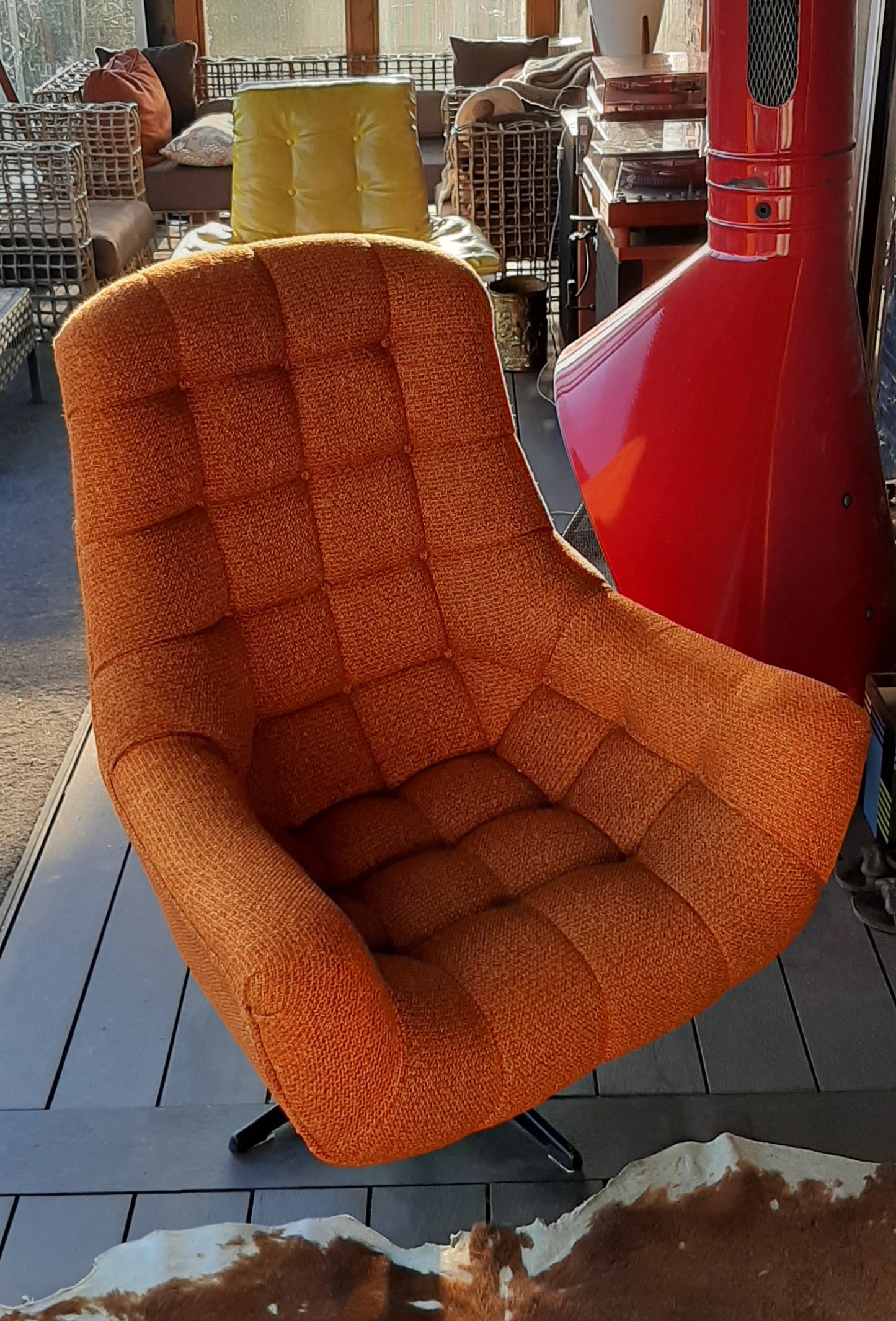 Vintage MCM Frank Doerner Faultless Reupholstered Swivel Lounge Chair, Perfect - Mid Century Modern Toronto
