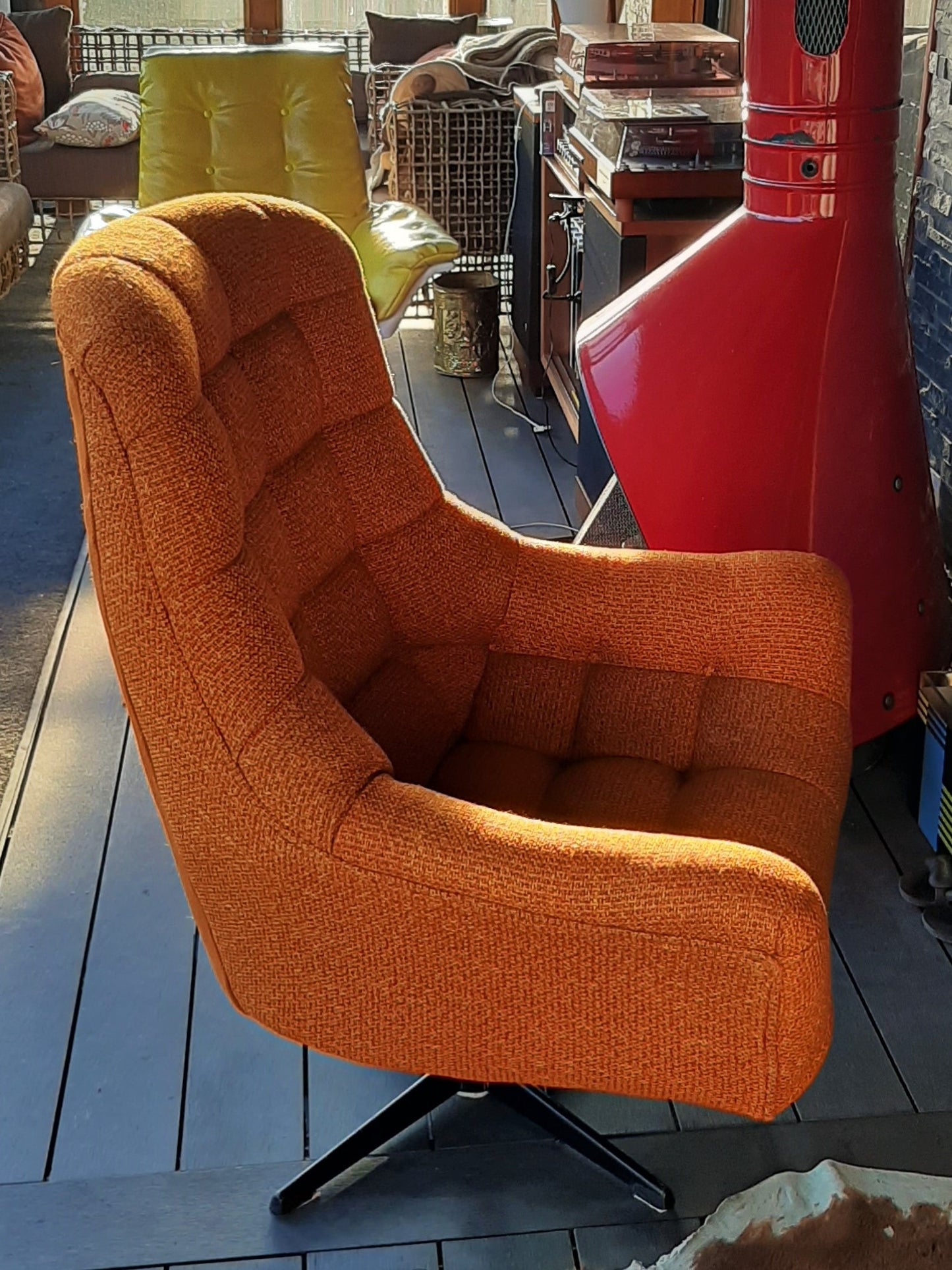 Vintage MCM Frank Doerner Faultless Reupholstered Swivel Lounge Chair, Perfect - Mid Century Modern Toronto