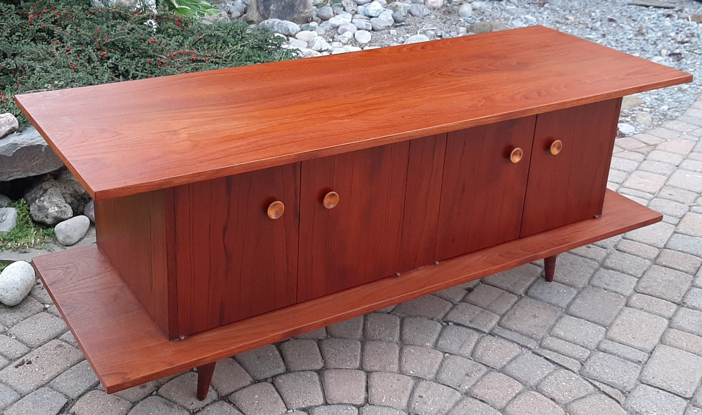 REFINISHED MCM Teak TV Media Entertainment Console, 5 ft, PERFECT - Mid Century Modern Toronto