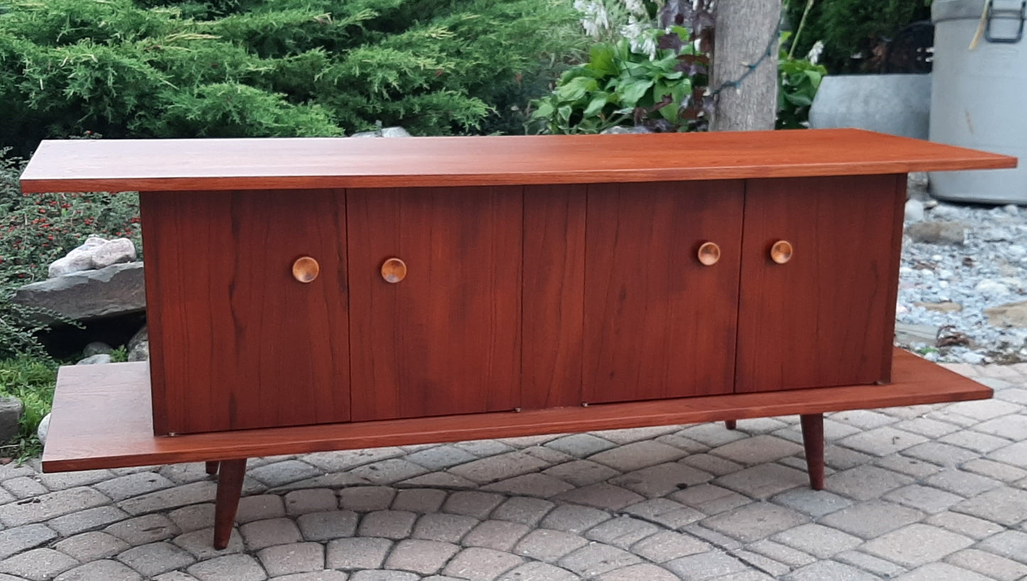 REFINISHED MCM Teak TV Media Entertainment Console, 5 ft, PERFECT - Mid Century Modern Toronto