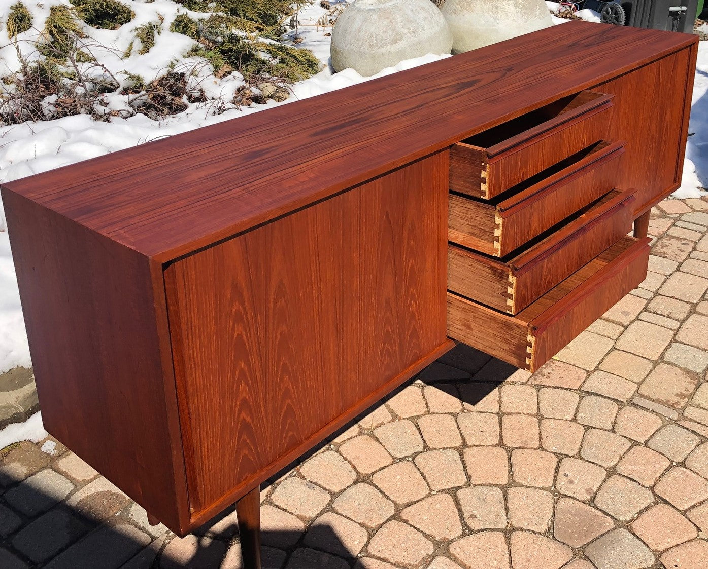 REFINISHED Danish MCM Teak Sideboard TV Console 6 ft narrow, almost perfect - Mid Century Modern Toronto