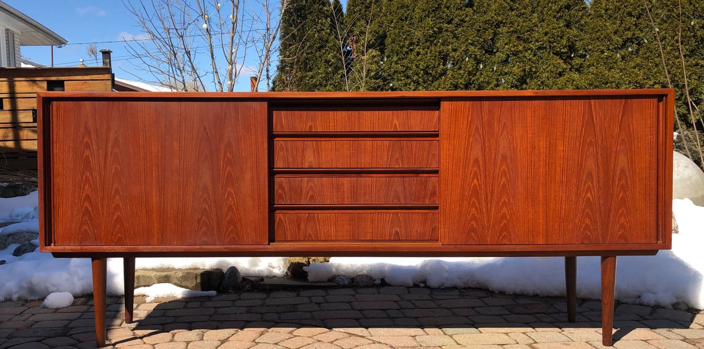 REFINISHED Danish MCM Teak Sideboard TV Console 6 ft narrow, almost perfect - Mid Century Modern Toronto