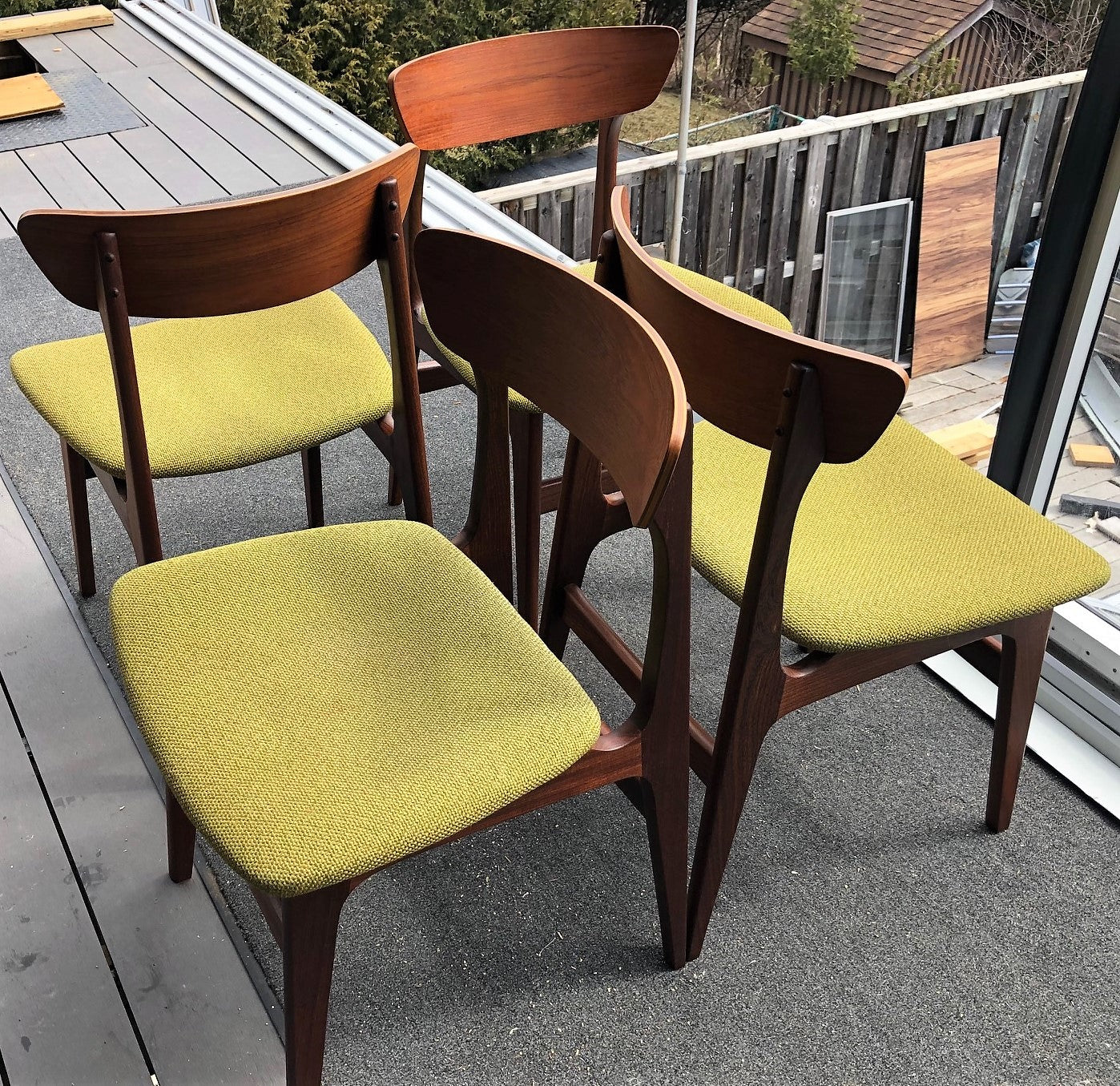 4 MCM Teak Chairs by Punch Design RESTORED, PERFECT, includes custom UPHOLSTERY, each $275 - Mid Century Modern Toronto