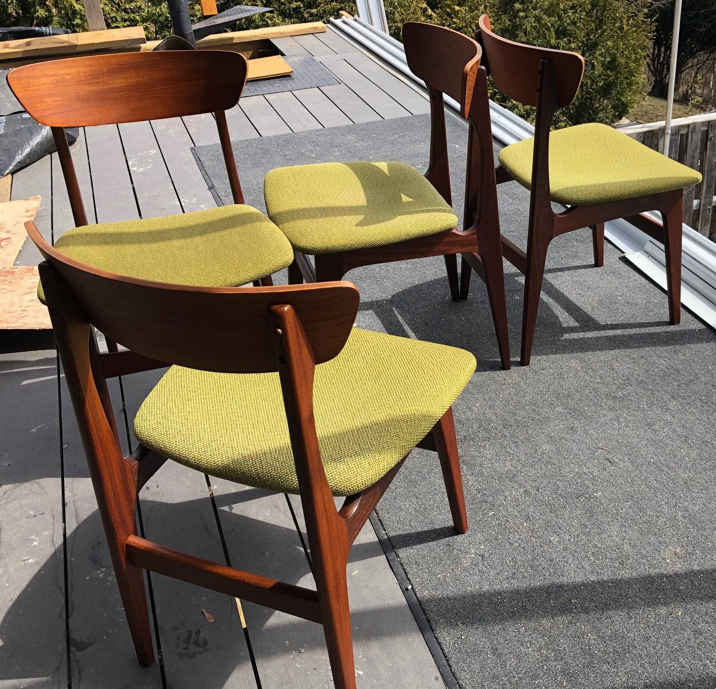 4 MCM Teak Chairs by Punch Design RESTORED, PERFECT, includes custom UPHOLSTERY, each $275 - Mid Century Modern Toronto