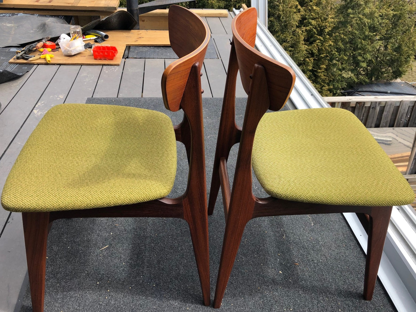 4 MCM Teak Chairs by Punch Design RESTORED, PERFECT, includes custom UPHOLSTERY, each $275 - Mid Century Modern Toronto