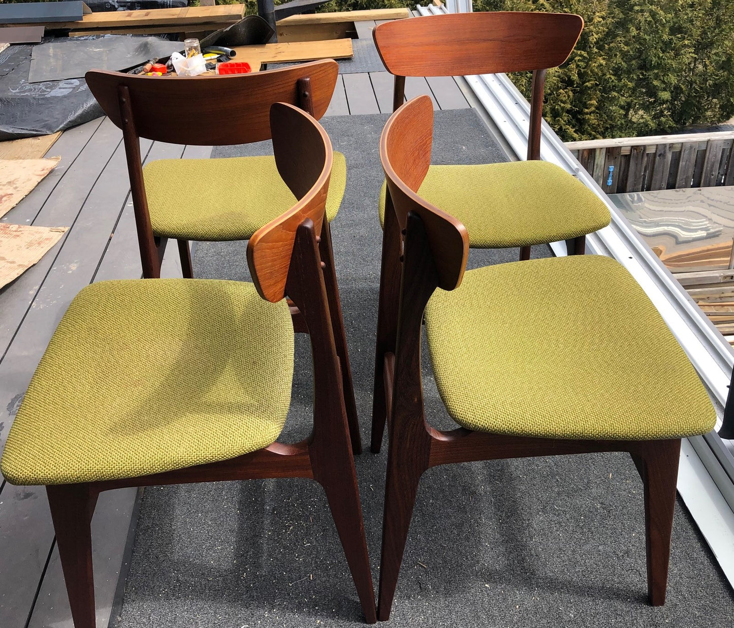 4 MCM Teak Chairs by Punch Design RESTORED, PERFECT, includes custom UPHOLSTERY, each $275 - Mid Century Modern Toronto