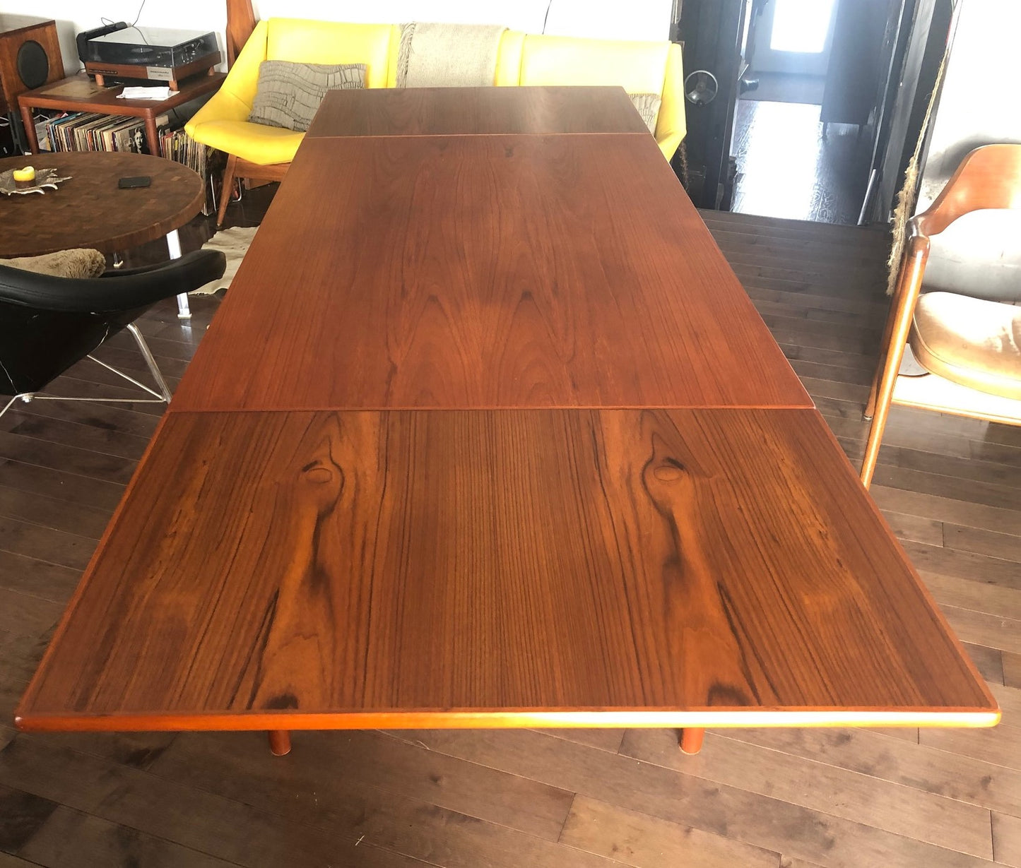 REFINISHED Danish MCM Teak Draw Leaf Table, PERFECT, specially treated for durability, 57"-101" - Mid Century Modern Toronto