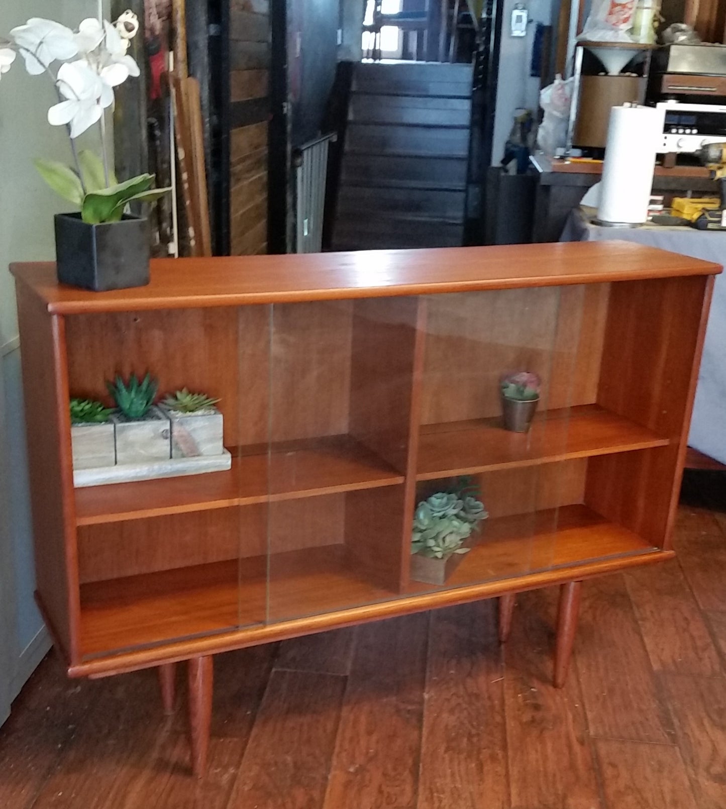 REFINISHED MCM Teak Bookcase Display 48.75", perfect - Mid Century Modern Toronto