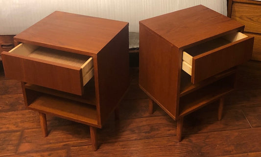 REFINISHED MCM Teak night stands or end tables, compact , PERFECT - Mid Century Modern Toronto