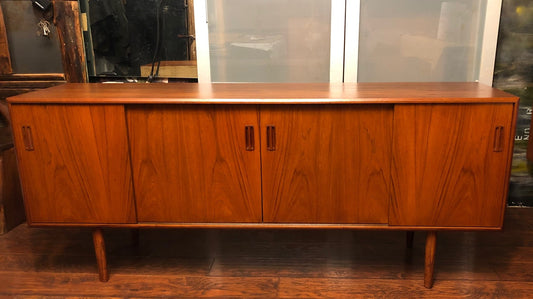 REFINISHED MCM Teak Sideboard Credenza w 4 sliding doors 6 ft - Mid Century Modern Toronto