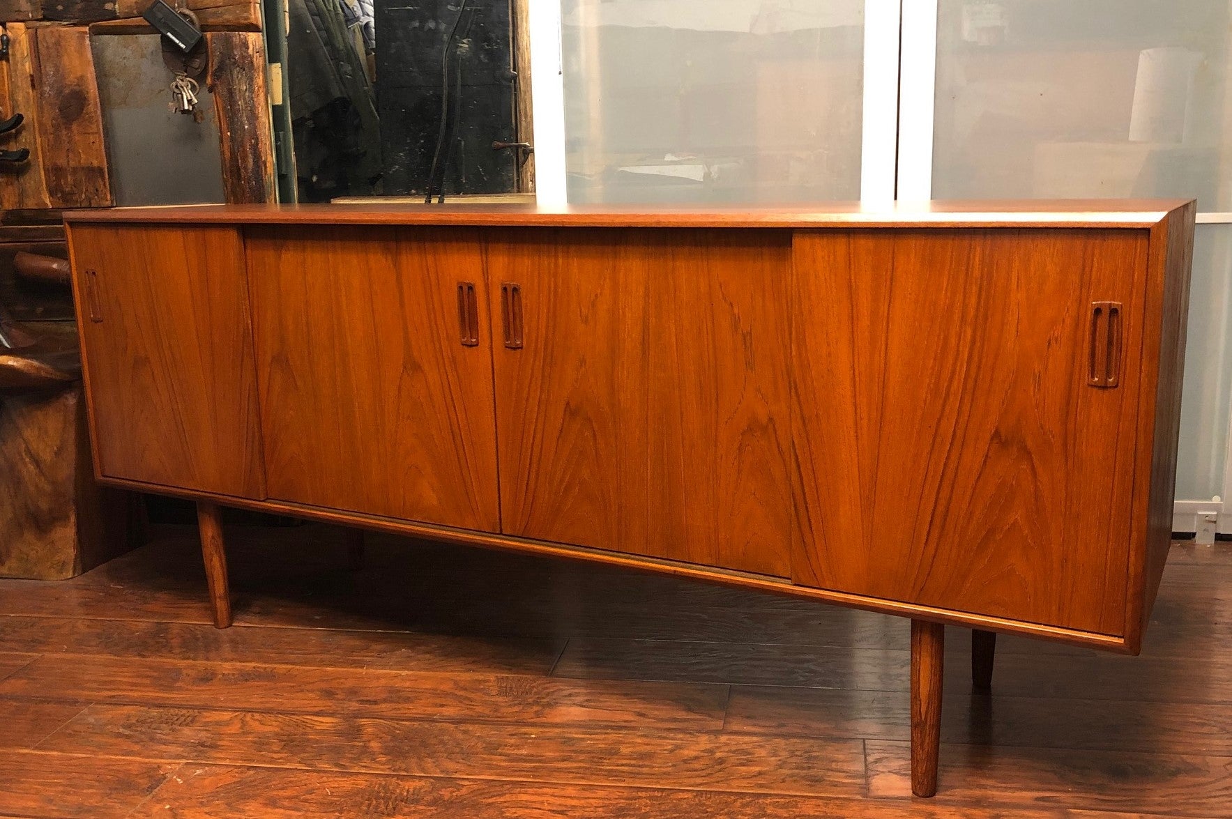 REFINISHED MCM Teak Sideboard Credenza w 4 sliding doors 6 ft - Mid Century Modern Toronto