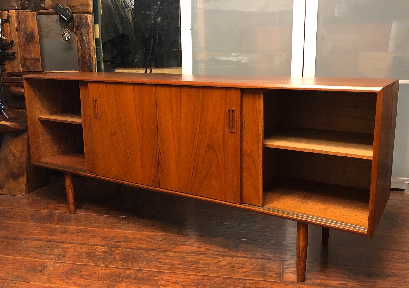 REFINISHED MCM Teak Sideboard Credenza w 4 sliding doors 6 ft - Mid Century Modern Toronto