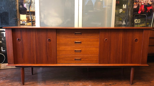 REFINISHED Danish MCM Teak Sideboard TV Media Console 6ft PERFECT - Mid Century Modern Toronto