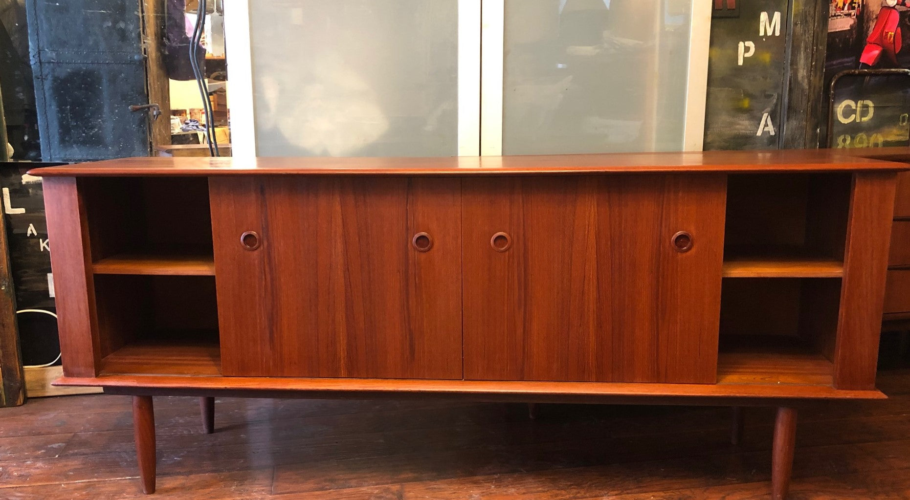 REFINISHED Danish MCM Teak Sideboard TV Media Console 6ft PERFECT - Mid Century Modern Toronto