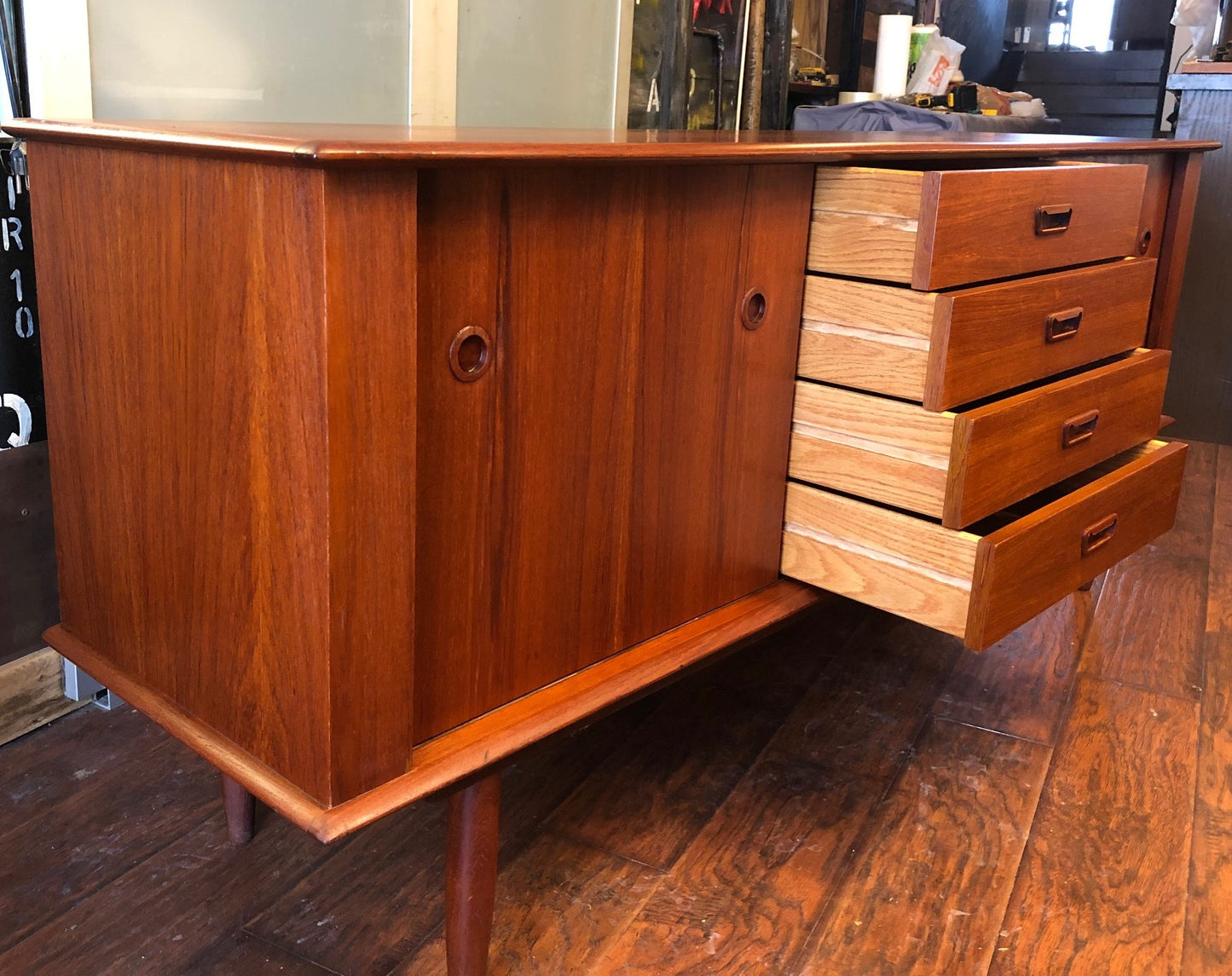 REFINISHED Danish MCM Teak Sideboard TV Media Console 6ft PERFECT - Mid Century Modern Toronto