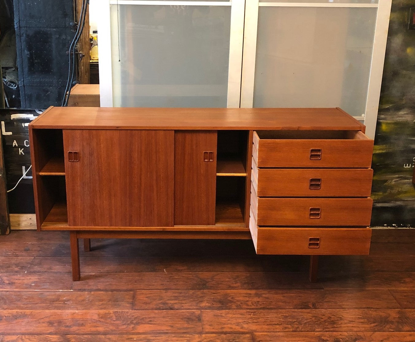 NOT AVAILABLE *****REFINISHED MCM Teak Sideboard Credenza Narrow 59" - Mid Century Modern Toronto