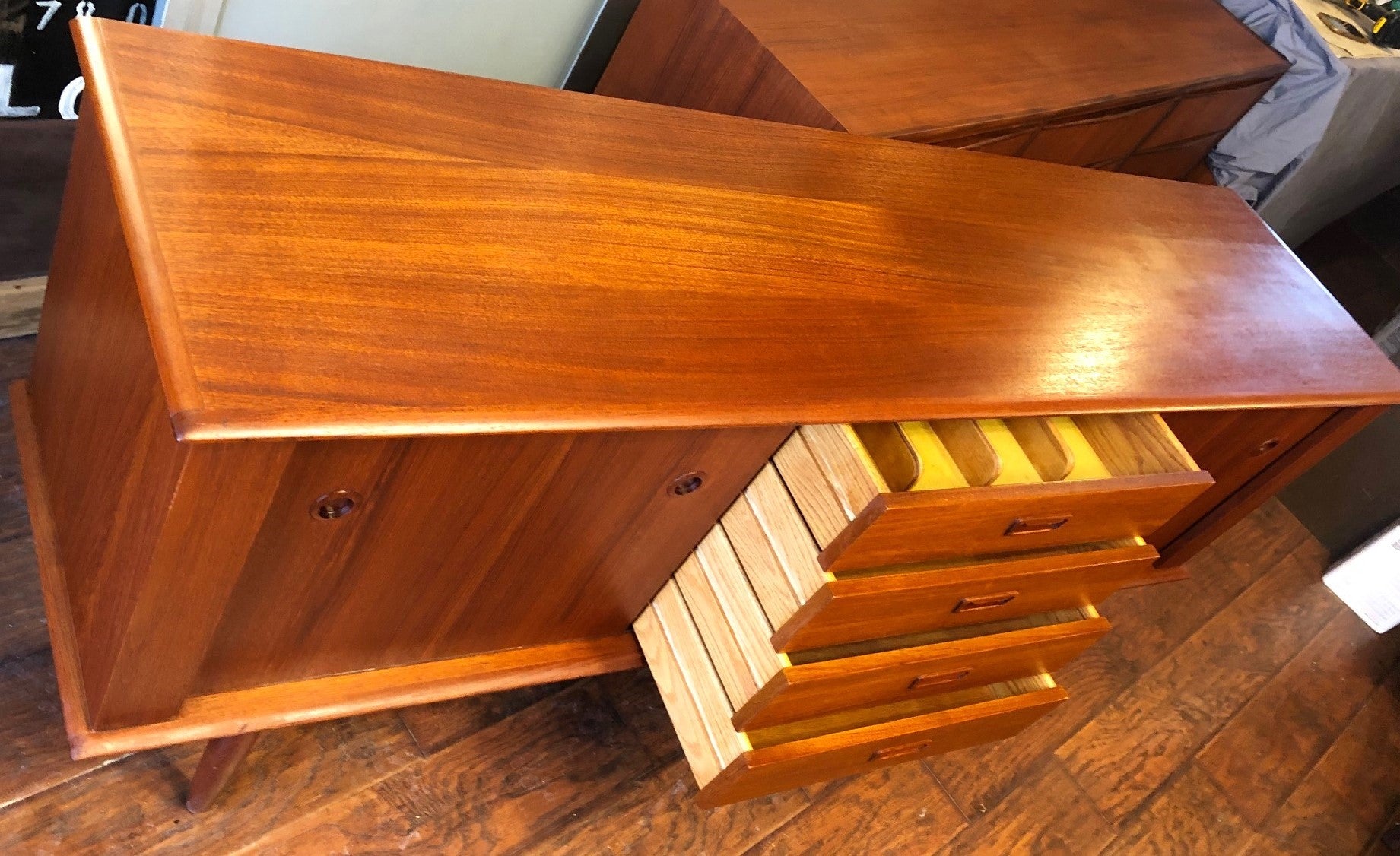 REFINISHED Danish MCM Teak Sideboard TV Media Console 6ft PERFECT - Mid Century Modern Toronto