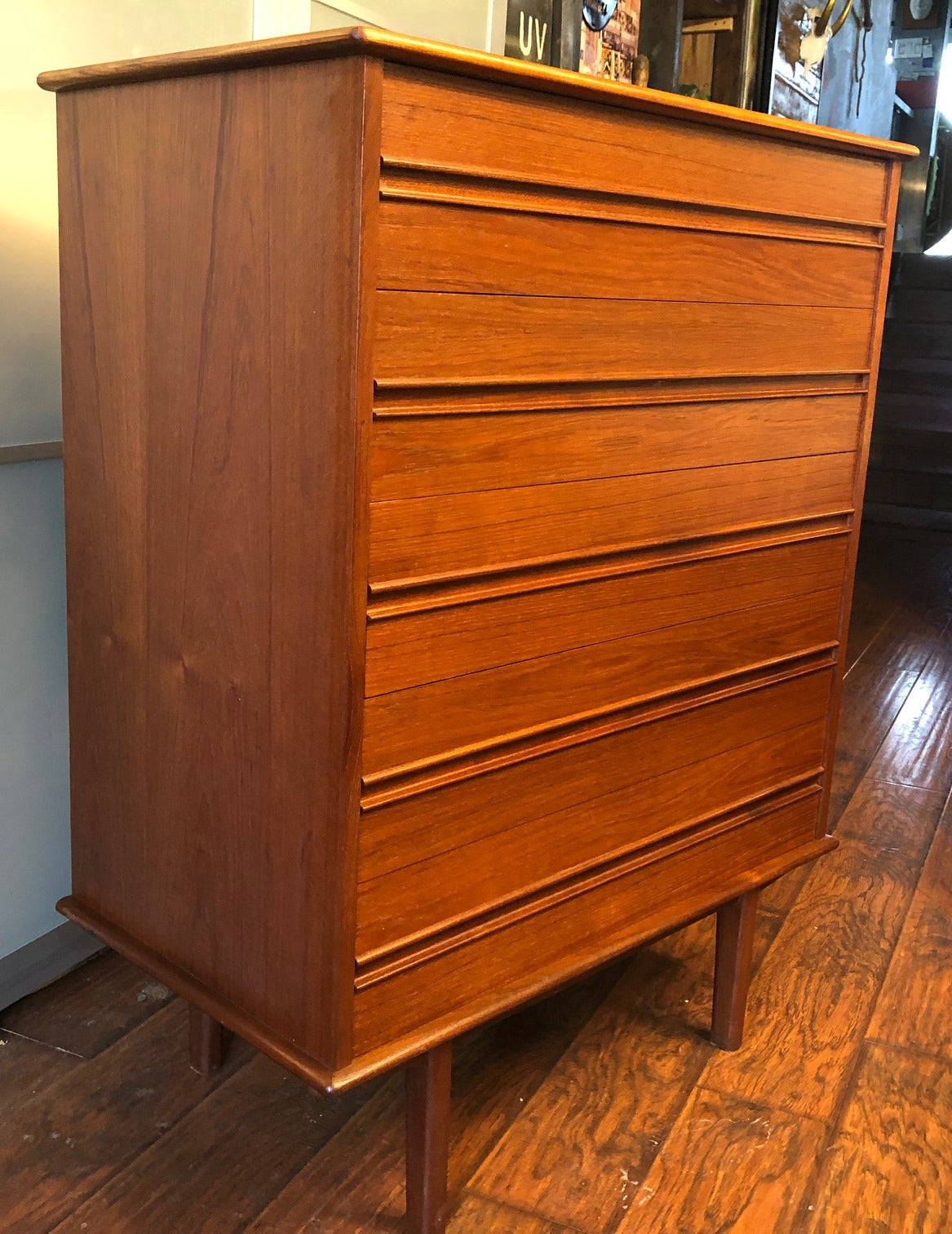 REFINISHED MCM Teak 9 Drawers Dresser, Tallboy & Queen bed metal frame & Headboard - Mid Century Modern Toronto