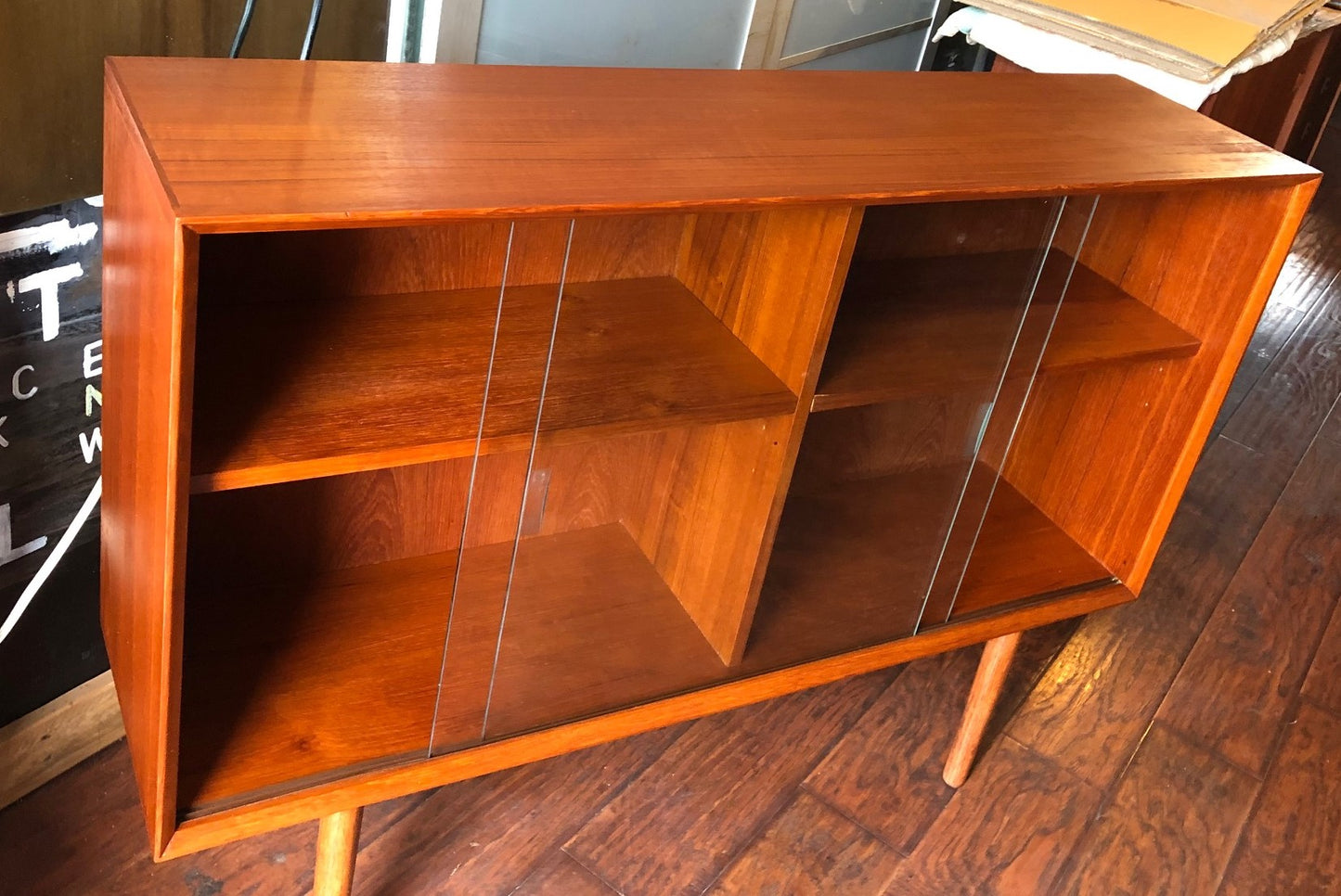REFINISHED Danish MCM Teak Bookcase Display 4f, perfect - Mid Century Modern Toronto