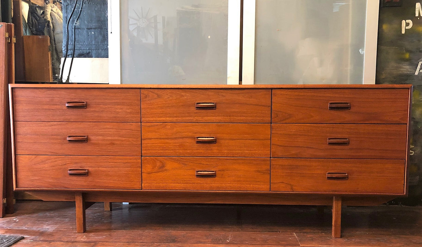 REFINISHED MCM Teak 9 drawers Dresser 71", PERFECT - Mid Century Modern Toronto