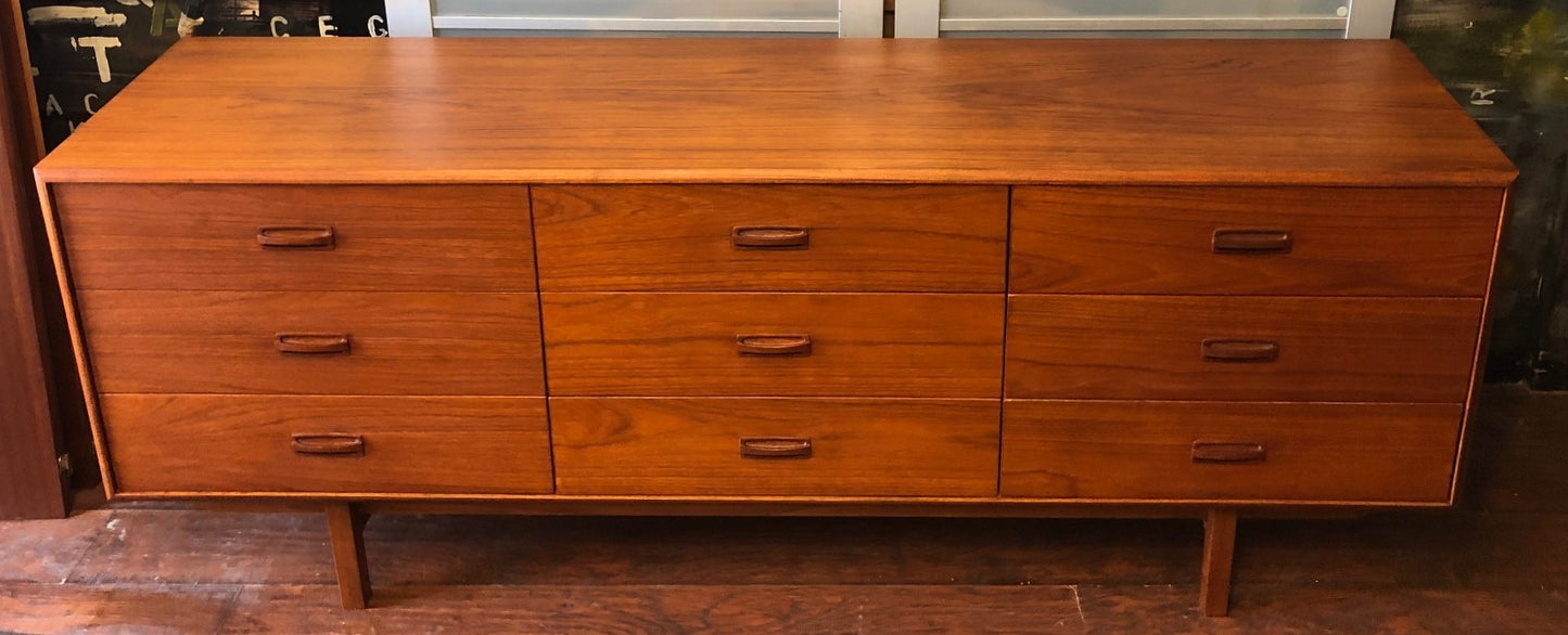 REFINISHED MCM Teak 9 drawers Dresser 71", PERFECT - Mid Century Modern Toronto