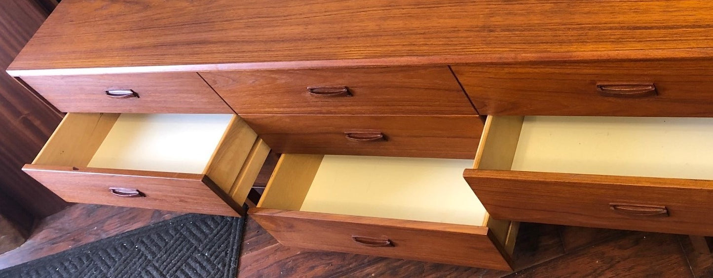REFINISHED MCM Teak 9 drawers Dresser 71", PERFECT - Mid Century Modern Toronto