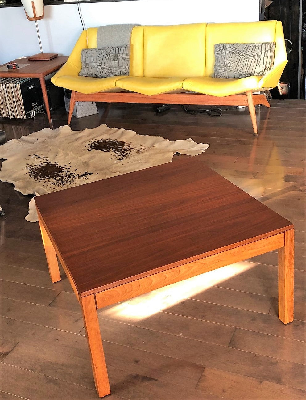 REFINISHED MCM Walnut & Ash Accent or Coffee Table large, square 30", perfect - Mid Century Modern Toronto