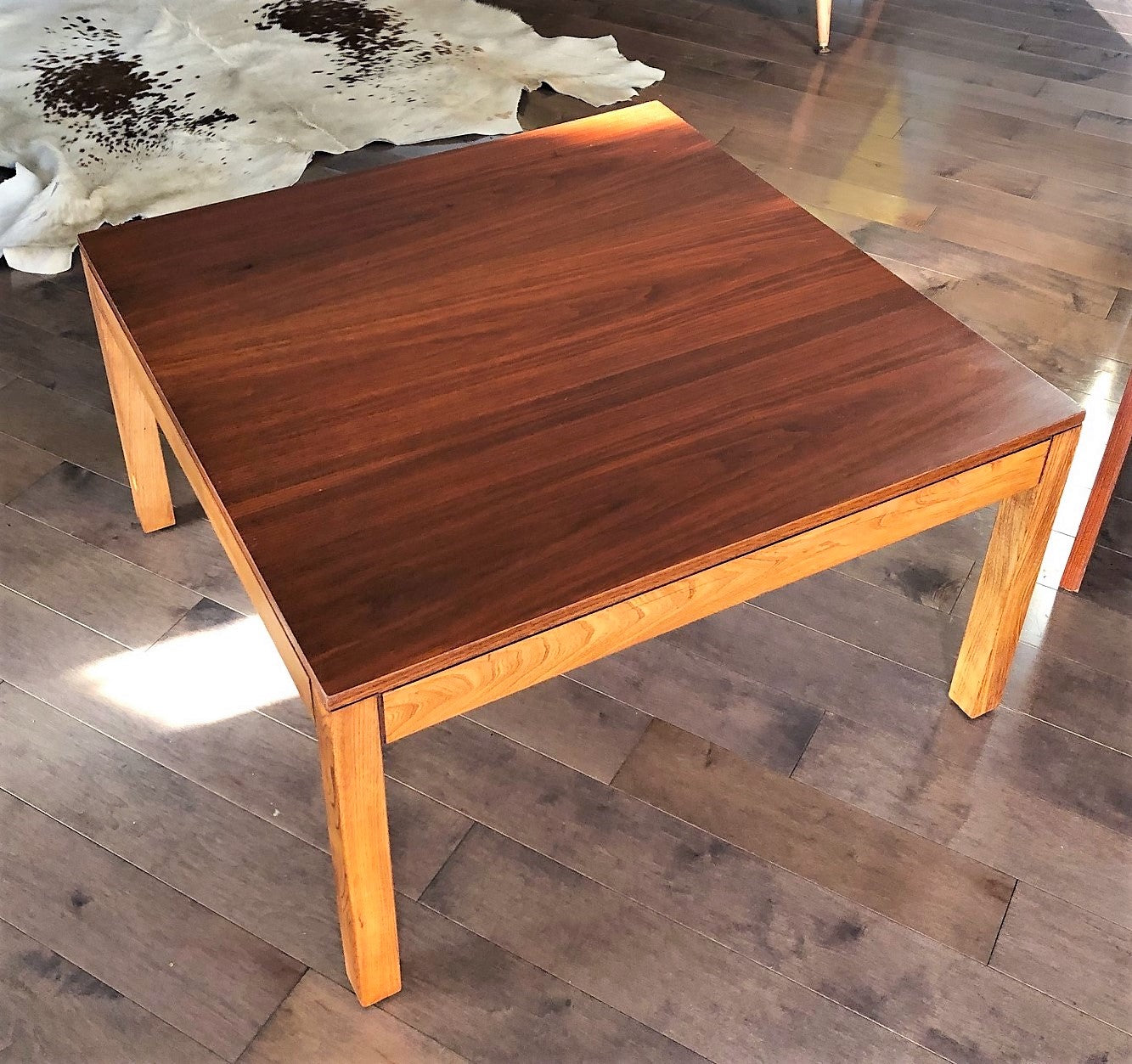 REFINISHED MCM Walnut & Ash Accent or Coffee Table large, square 30", perfect - Mid Century Modern Toronto