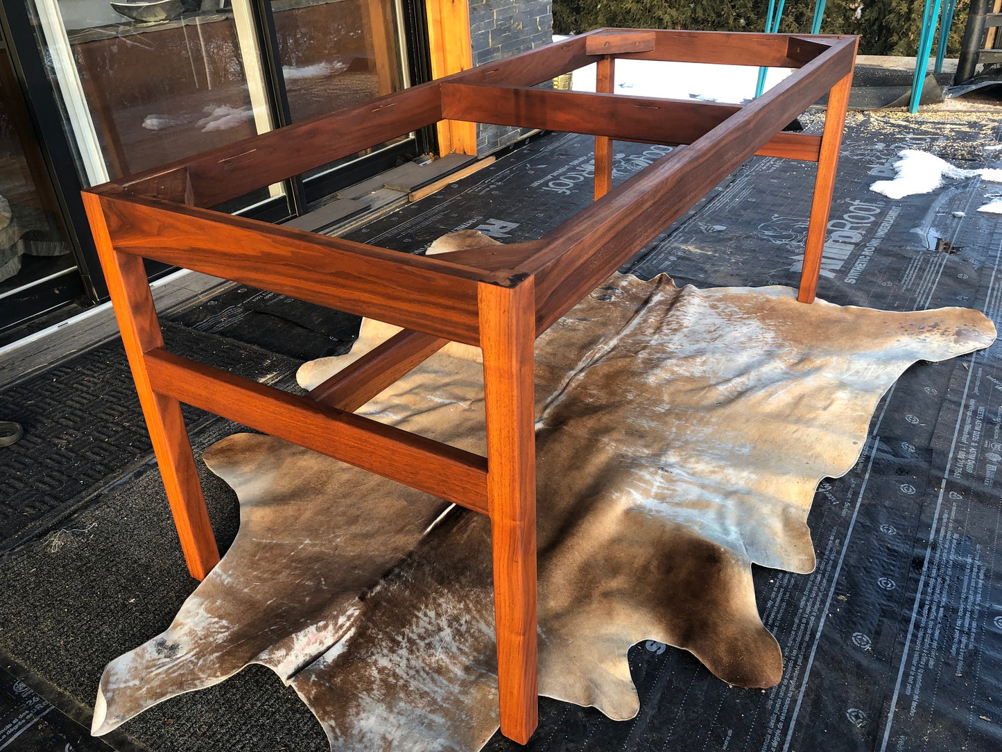 SOLD ****REFINISHED MCM Walnut dining or boardroom table boat shaped by Jens Risom 8ft, PERFECT, treated for durability - Mid Century Modern Toronto